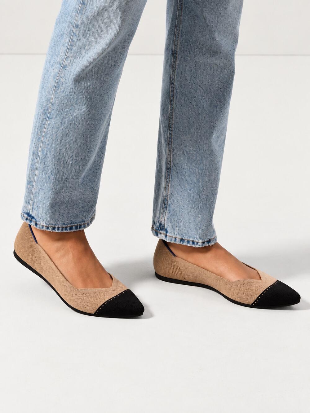 ROTHY'S The Point II Flat in Camel Captoe Size 9.5